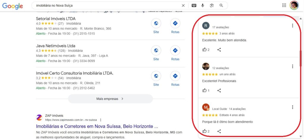 Sua imobiliária aparece nas pesquisas do Google? 2 avaliacoes google meu negocio imobiliaria SEO