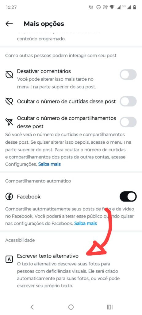 Por que seus posts do Instagram não aparecem no Google? 3 Configurar texto alternativo passo 2
